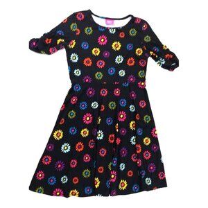 Dream Works Trolls Black Floral Skater Dress Womens Juniors Size Large